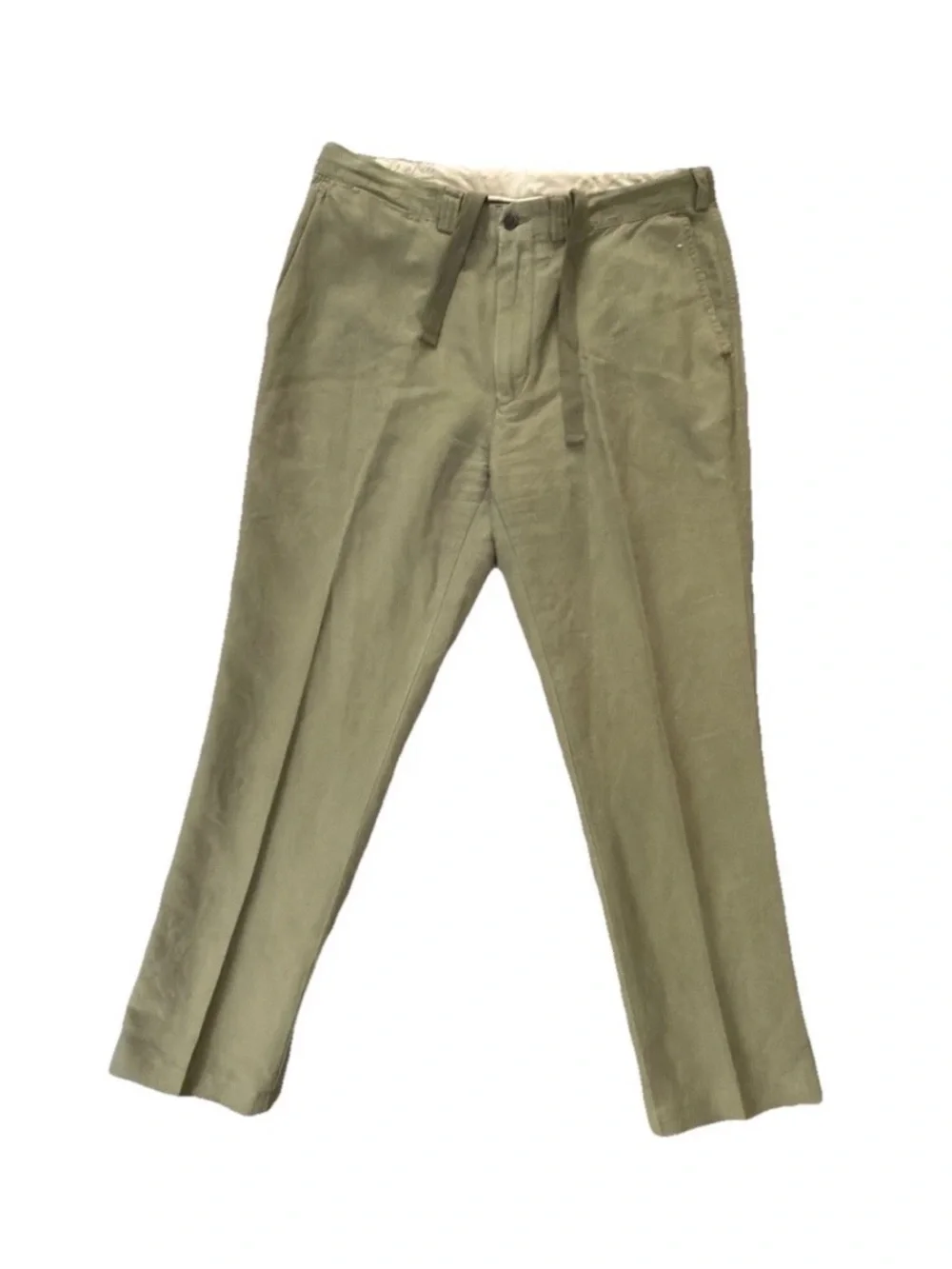Vintage Polo Ralph Lauren Suffield Pants 36x32 Olive Green Linen Cotton Straight